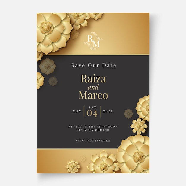 Concepto de tarjeta de boda floral