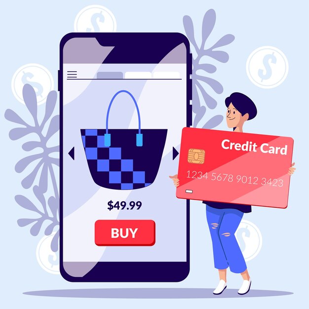 Concepto de tarjeta de crédito con smartphone