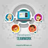 Vector gratuito concepto de teamwork con avatares