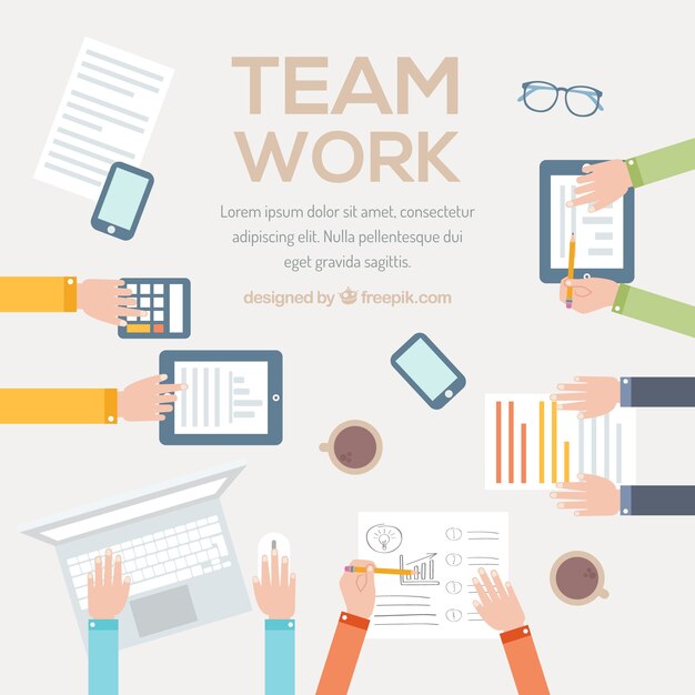 Concepto de teamwork con brazos