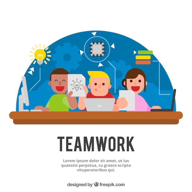 Vector gratuito concepto de teamwork en estilo flat