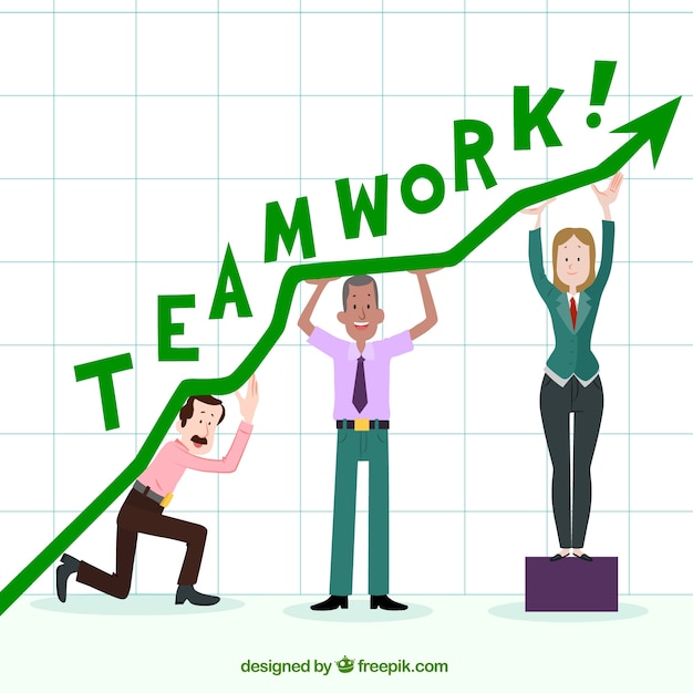 Vector gratuito concepto de teamwork con flecha verde