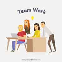 Vector gratuito concepto de teamwork en oficina