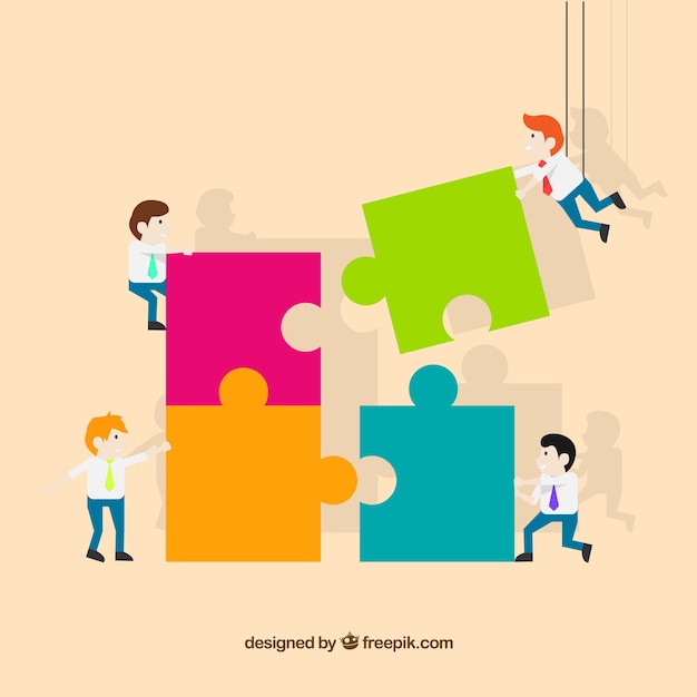 Concepto de teamwork con puzzle