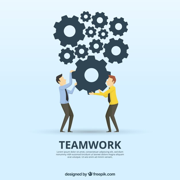 Concepto de teamwork con ruedas de engranaje