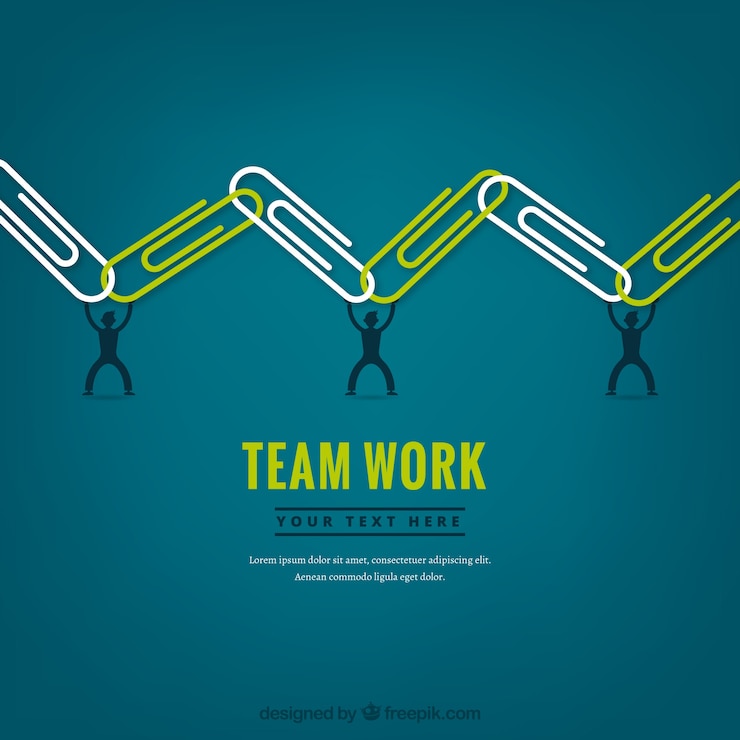 Vector gratuito concepto de teamwork con sujetapapeles