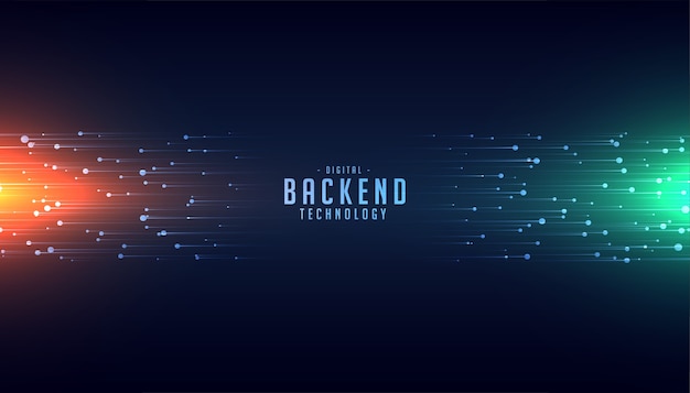 Concepto de tecnología backend con fondo de líneas brillantes