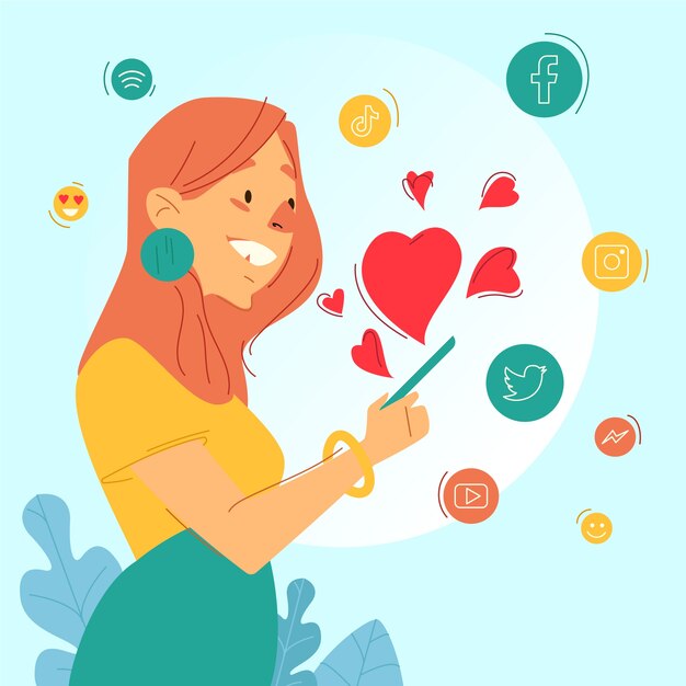 Concepto de teléfono móvil de marketing en redes sociales