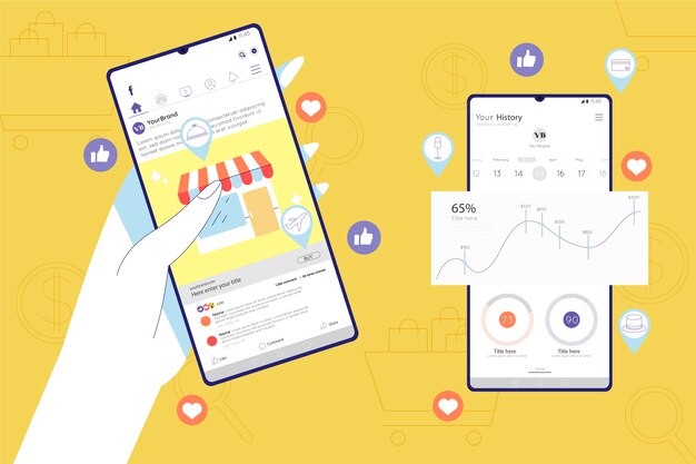 Concepto de teléfono móvil de redes sociales