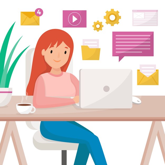 Concepto de teletrabajo ilustrado