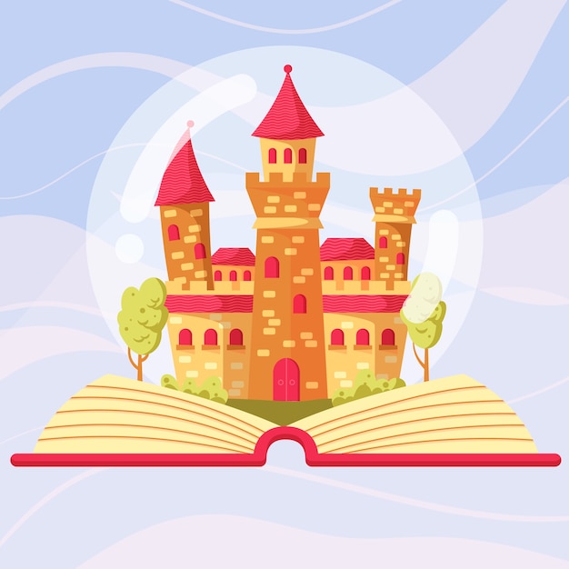 Concepto temático del castillo de cuento de hadas