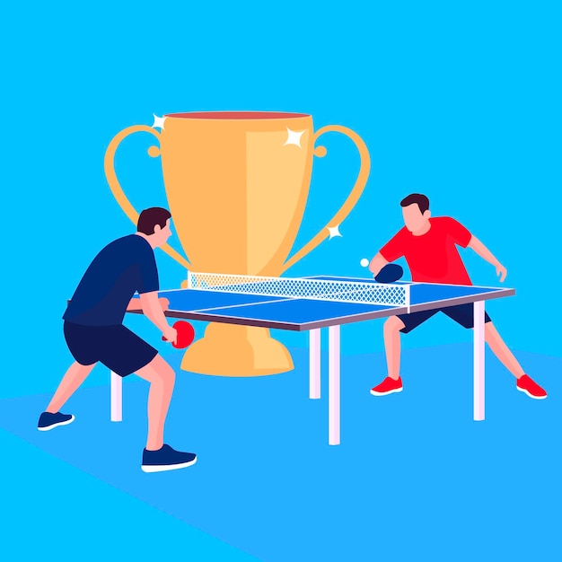 Vector gratuito concepto de tenis de mesa con trofeo