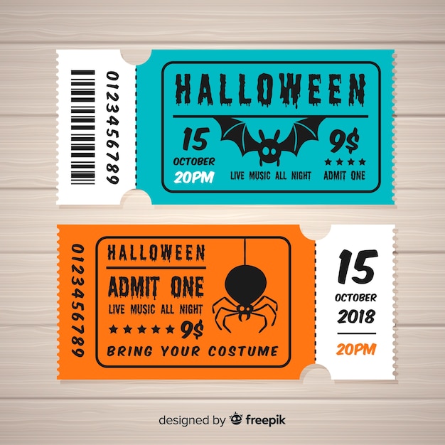 Vector gratuito concepto de tickets de halloween