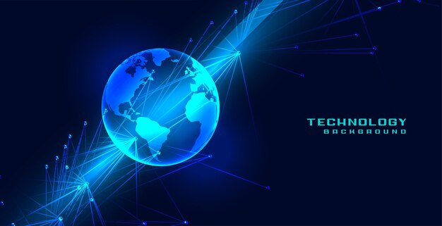Concepto de tierra de tecnología global con líneas de red