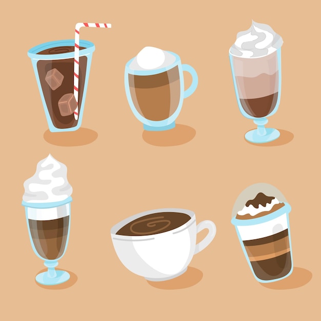 Vector gratuito concepto de tipos de café