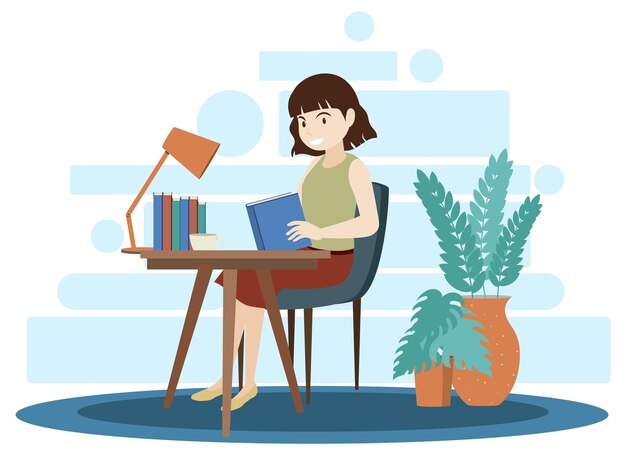 Concepto de trabajo en casa en diseño plano
