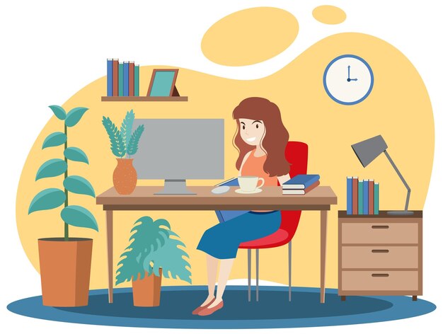 Concepto de trabajo en casa en diseño plano
