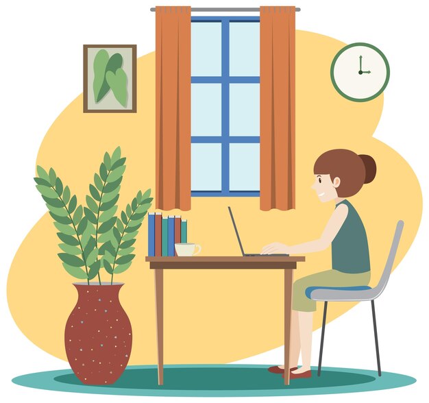 Concepto de trabajo en casa en diseño plano