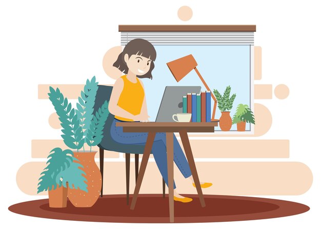 Concepto de trabajo en casa en diseño plano