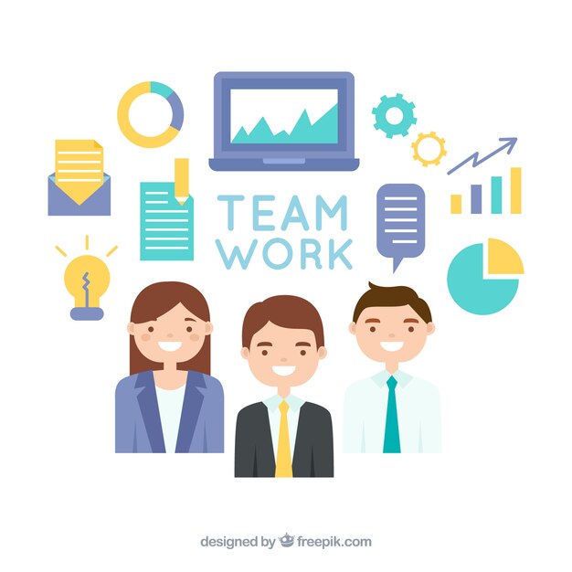 Concepto de trabajo en equipo con diseño plano