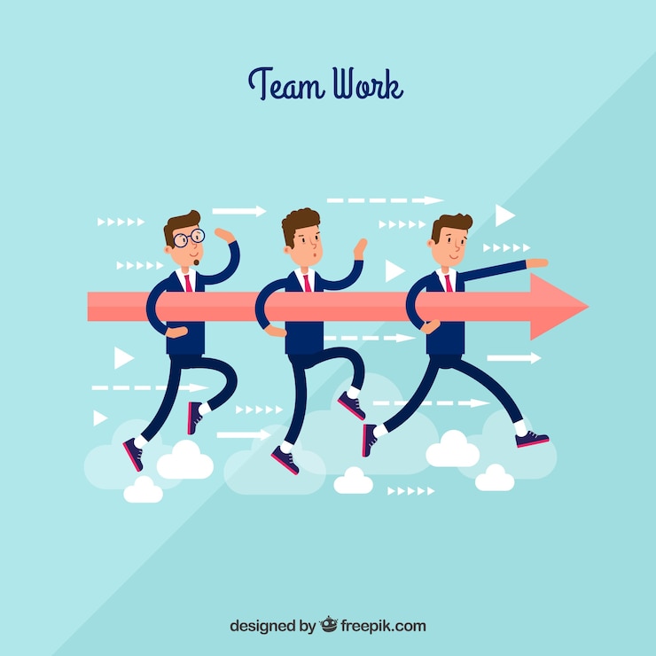 Vector gratuito concepto de trabajo en equipo con diseño plano