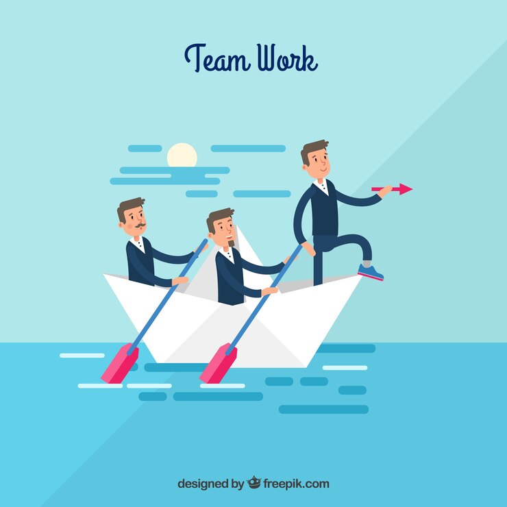 Vector gratuito concepto de trabajo en equipo con diseño plano