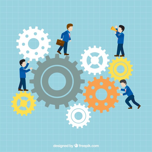 Concepto de trabajo en equipo con diseño plano