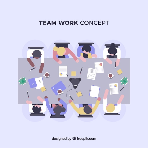 Concepto de trabajo en equipo con diseño plano