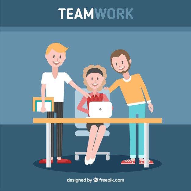 Concepto de trabajo en equipo con diseño plano