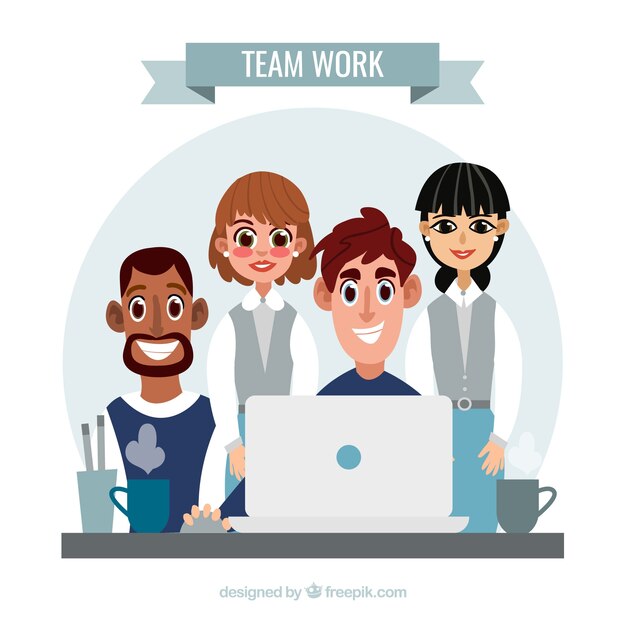 Concepto de trabajo en equipo con diseño plano