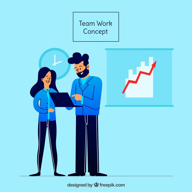 Concepto de trabajo en equipo con diseño plano
