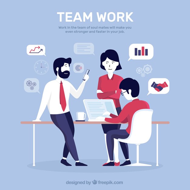 Concepto de trabajo en equipo con diseño plano