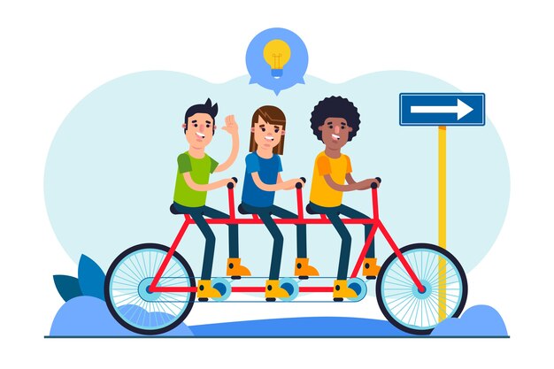 Concepto de trabajo en equipo de diseño plano