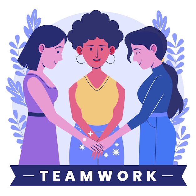 Vector gratuito concepto de trabajo en equipo de mujeres dibujadas a mano