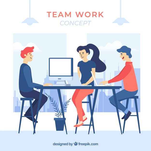 Concepto de trabajo en equipo de negocios con diseño plano