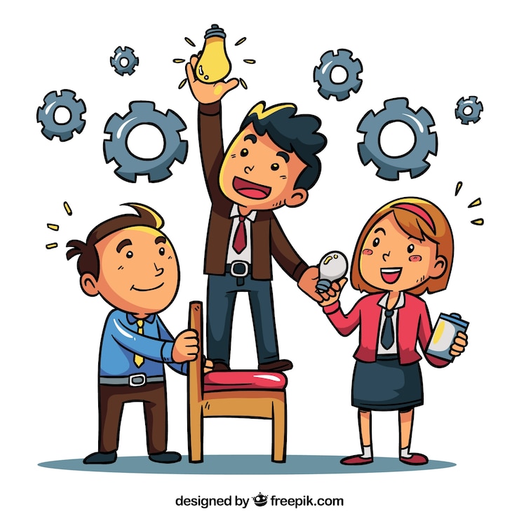 Vector gratuito concepto de trabajo en equipo con personajes a mano