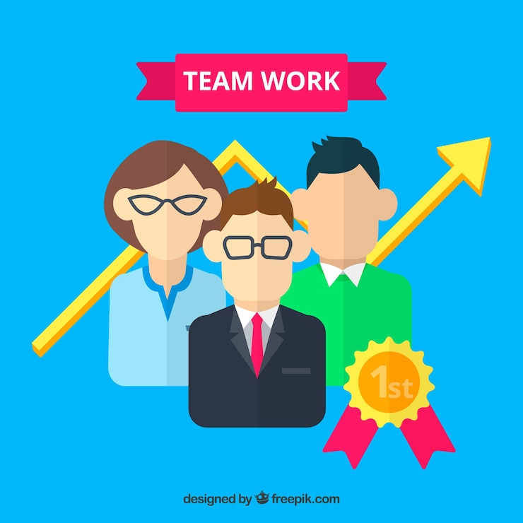 Vector gratuito concepto de trabajo en equipo con personajes planos