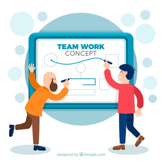 Concepto de trabajo en equipo con presentación de negocios