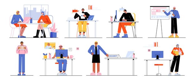 Concepto de trabajo de recursos humanos entrevista en línea con candidatos