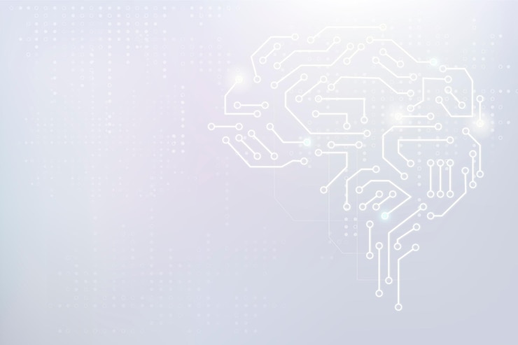 Vector gratuito concepto de transformación digital de vector de fondo de cerebro de tecnología ai