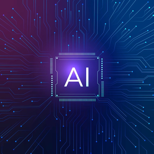 Concepto de transformación digital de vector de fondo de microchip de tecnología ai