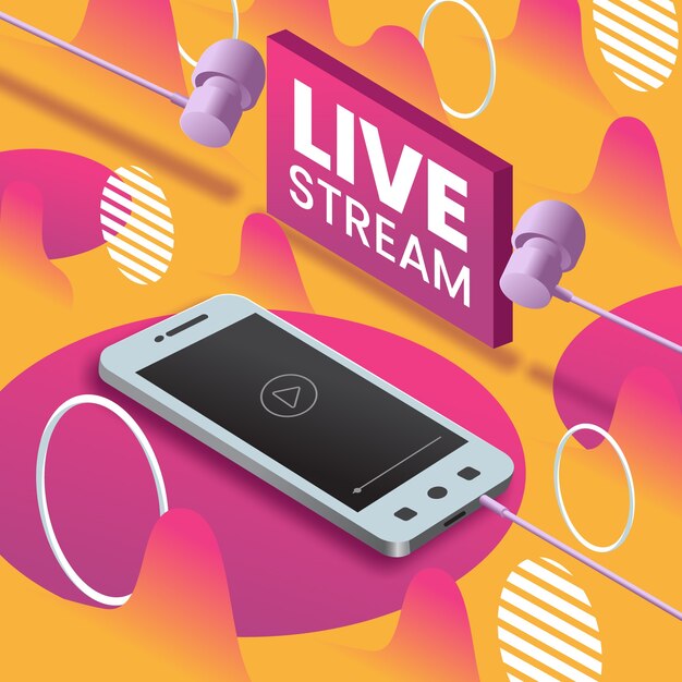 Concepto de transmisión en vivo en dispositivos móviles