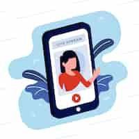 Vector gratuito concepto de transmisión en vivo con teléfono inteligente
