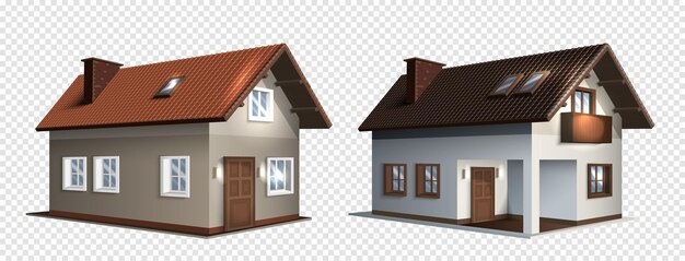 Concepto transparente de dibujo de casa moderna realista con ilustración de vector de ventanas