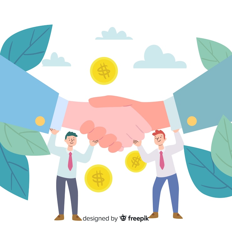 Vector gratuito concepto de trato de negocios dibujado a mano