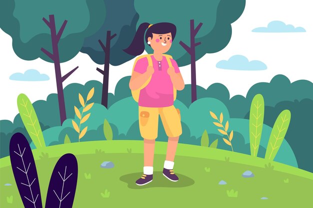 Concepto de turismo ecológico ilustrado