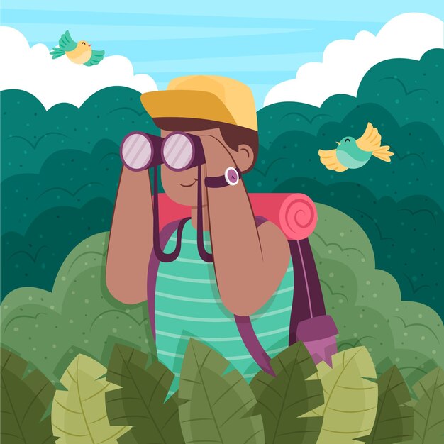 Concepto de turismo ecológico ilustrado