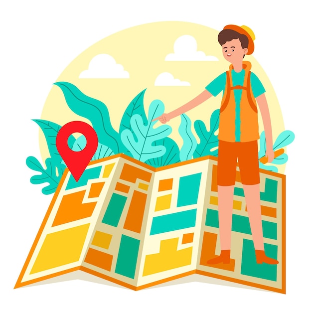 Concepto de turismo local con mapa