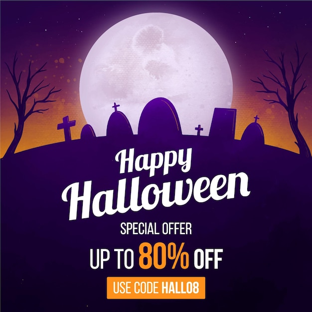 Vector gratuito concepto de venta de halloween en acuarela