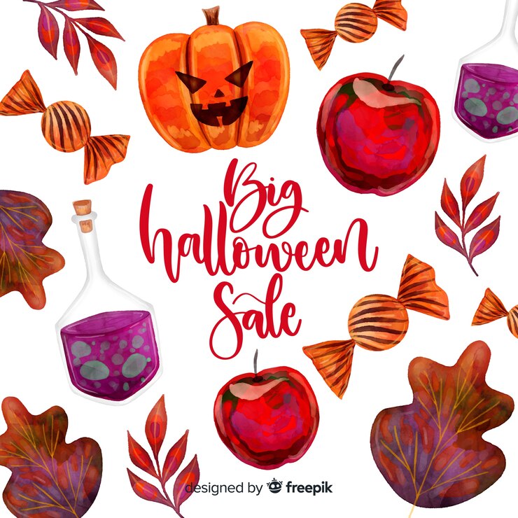 Vector gratuito concepto de venta de halloween en acuarela